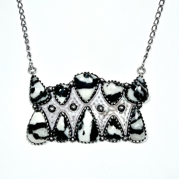 White Buffalo Turquouse Vintage Style 925 Gemstone Multi Stone Necklace